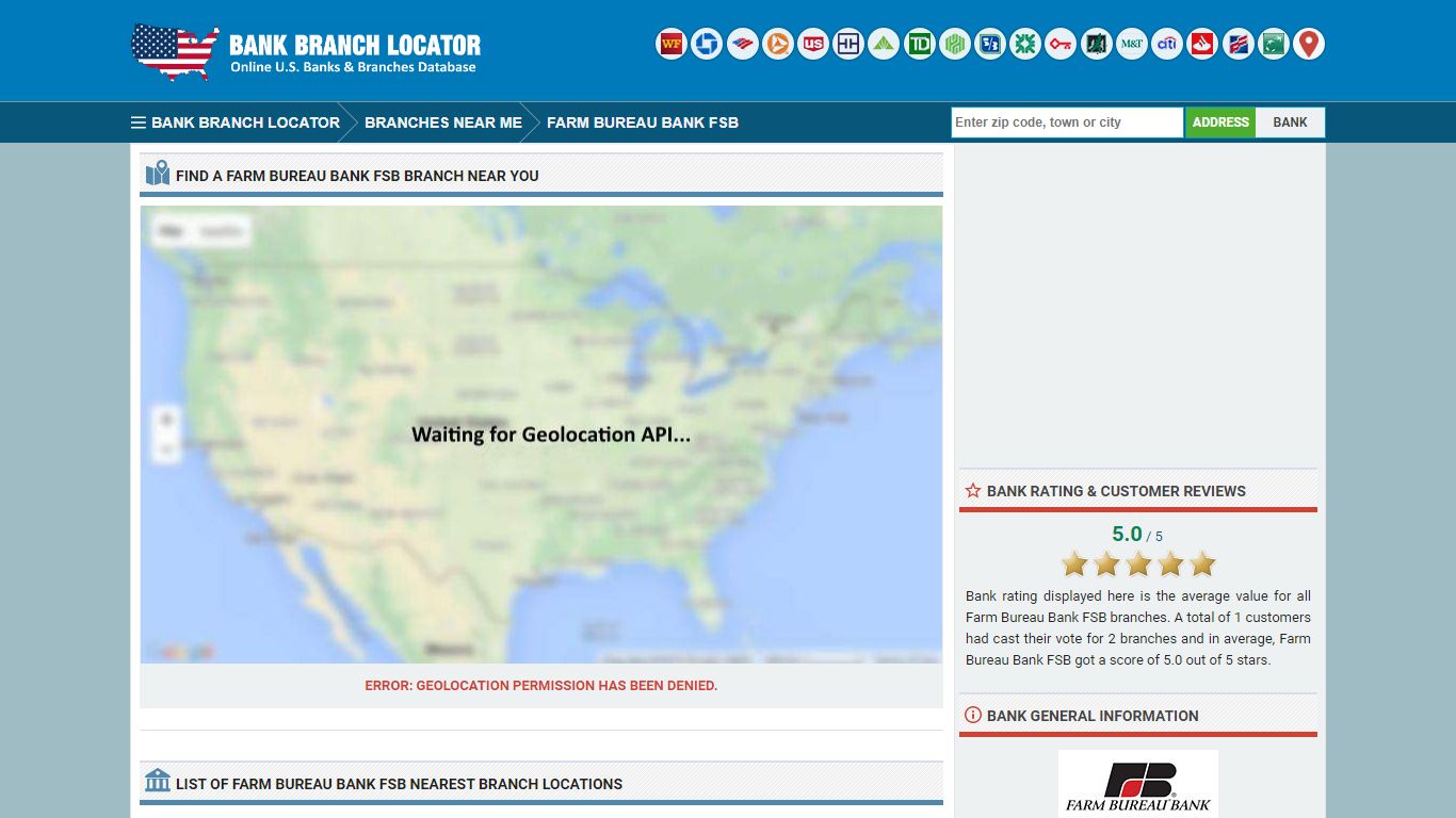 Farm Bureau Bank FSB Branches Near Me - Bank Branch Locator